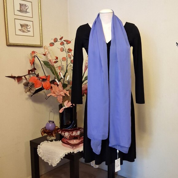 Vintage Women's NEW Stills 100% Silk Long Classic Luxury Light Purple Scarf - Picture 2 of 8